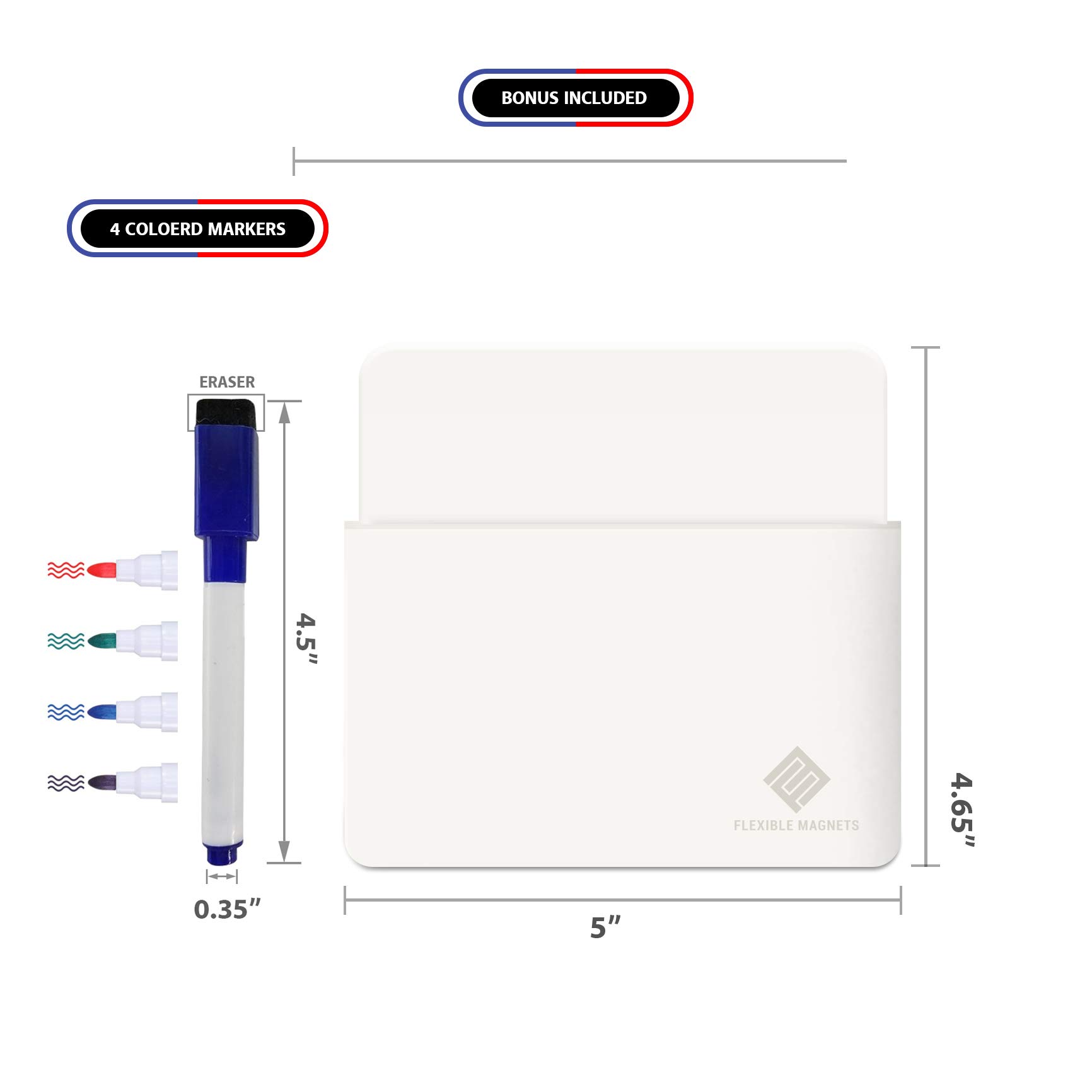 NiArt Whiteboard Magnetic Dry Erase Marker Holder Set, 12 Colors Fine Markers