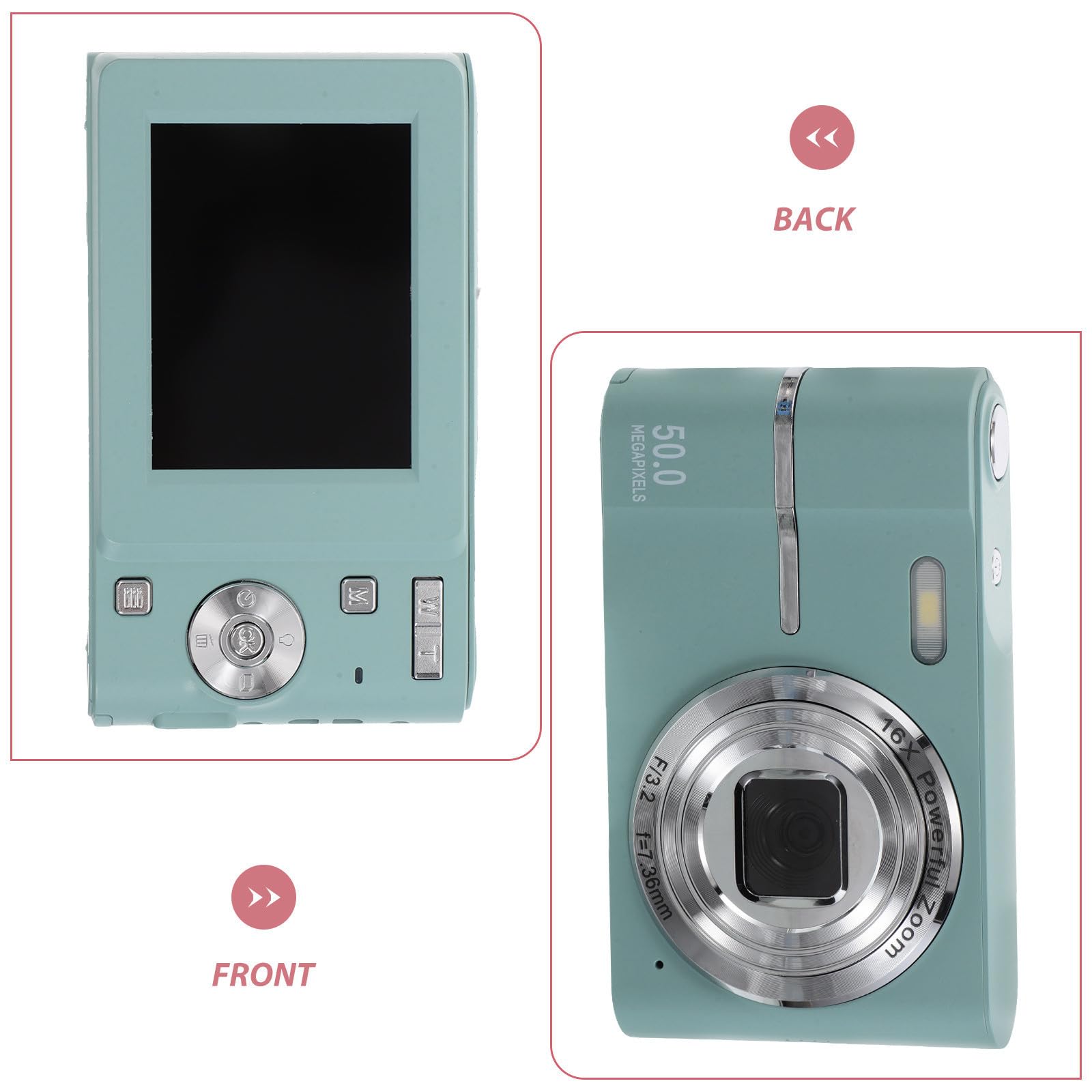 Macchina Fotografica Digitale Compatta e Portatile in Abs Verde, Facile da Usare e Leggera, per Fotografia a Feste per Tutte le Età