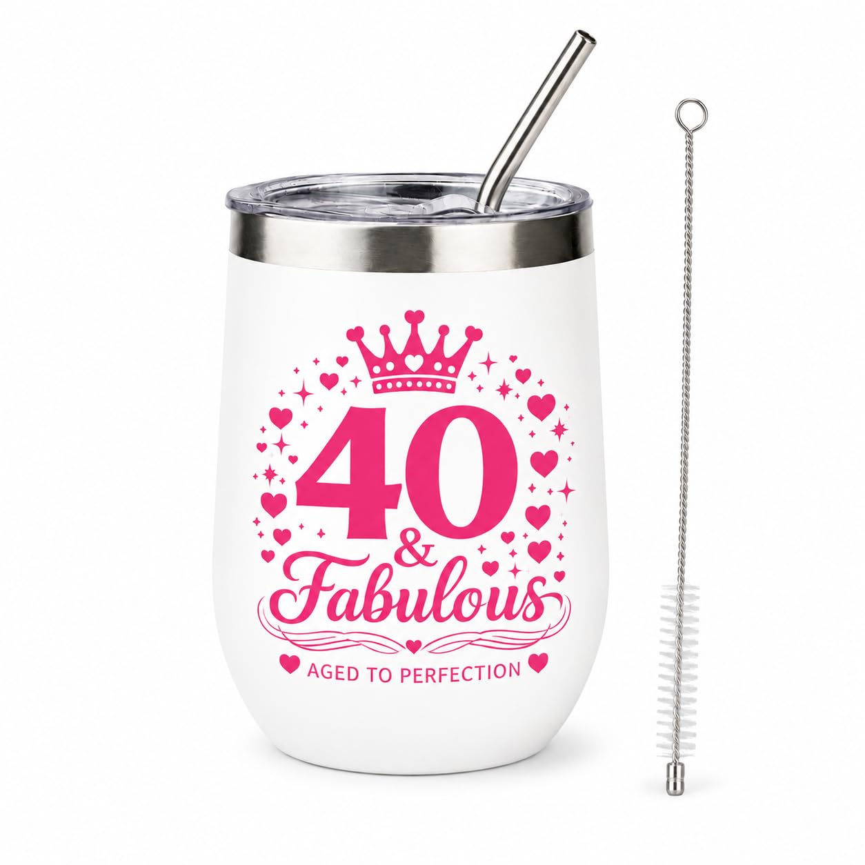 40th Birthday Gifts for Women 12oz Tumbler with Straw for Her Friends Mum — image 1