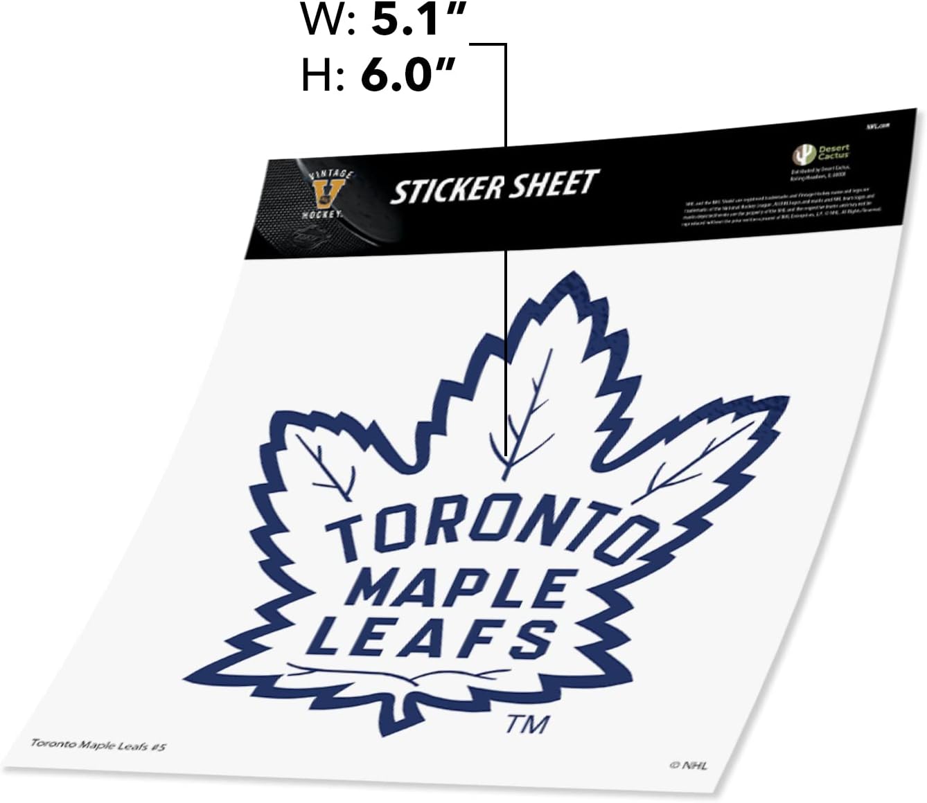 Desert Cactus Toronto Maple Leafs Team NHL National Hockey League Sticker Vinyl Decal Laptop Water Bottle Car Scrapbook (Vintage Individual C)
