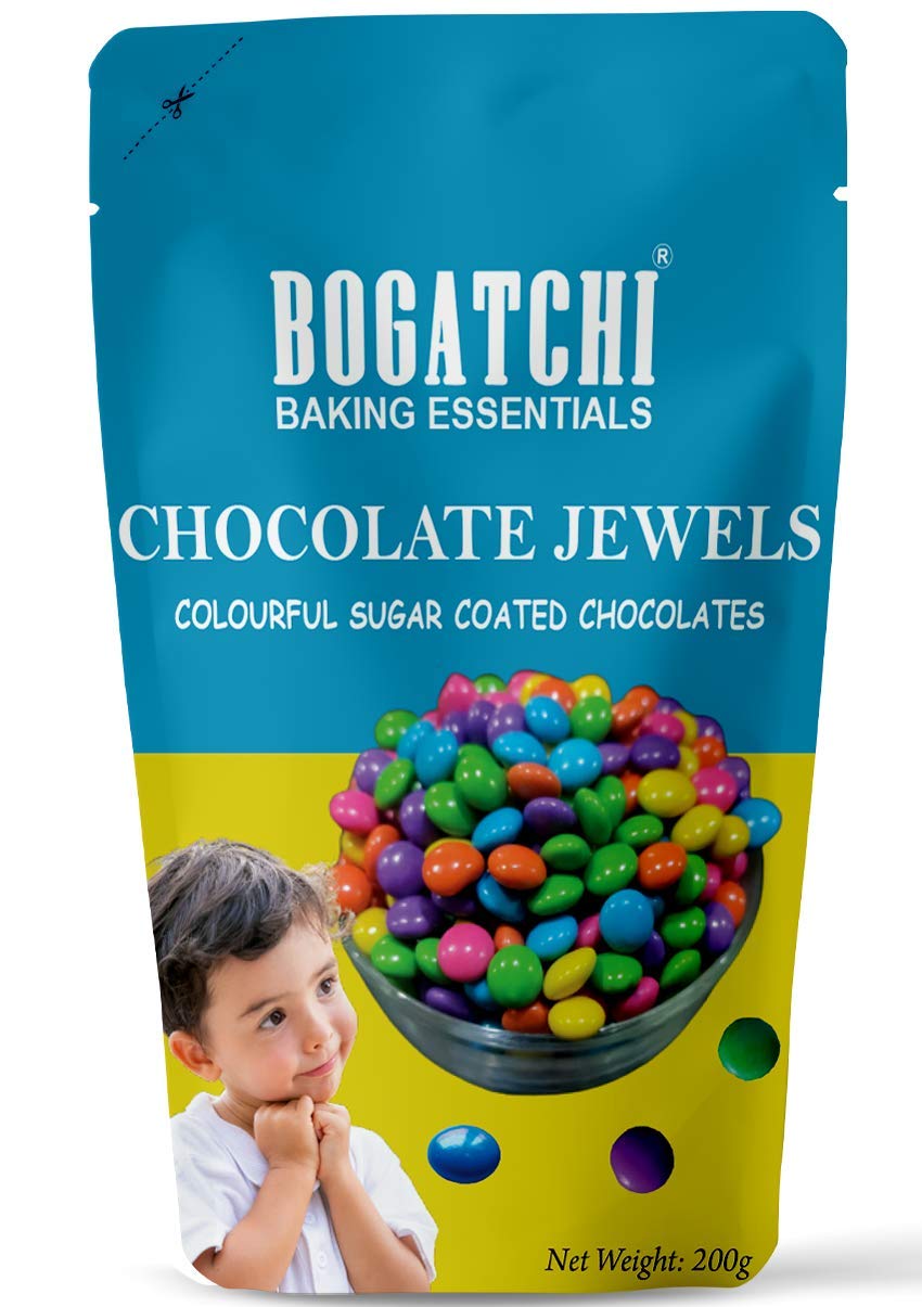 BOGATCHI Chocolate Jewels, Chocolate for Kids, Colorful GEMS Chocolate, Colorful Chocolate Buttons for Kids,200G