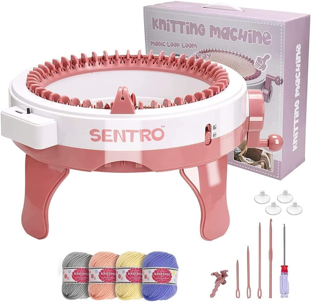 HRFIJIK Knitting Machine 48 Needles, Knit Loom Machine Smart Manual Rotating Kit