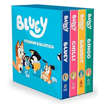 Caixa de livros Bluey com capa colorida