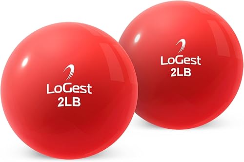 Miniatura 6 de Logest Par de pelotas de ejercicio de tonificación ponderada, bola medicinal de forma redonda, 1 libra, 2 libras, 3 libras, 4 libras, 5 libras, 6