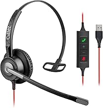 Callez PC Headset with Microphone & Audio Controls ENC Dual Mic Noise Cancelling Wired Computer Headsets for Teams Zoom Video Call Business Office Home Working Crystal Clear