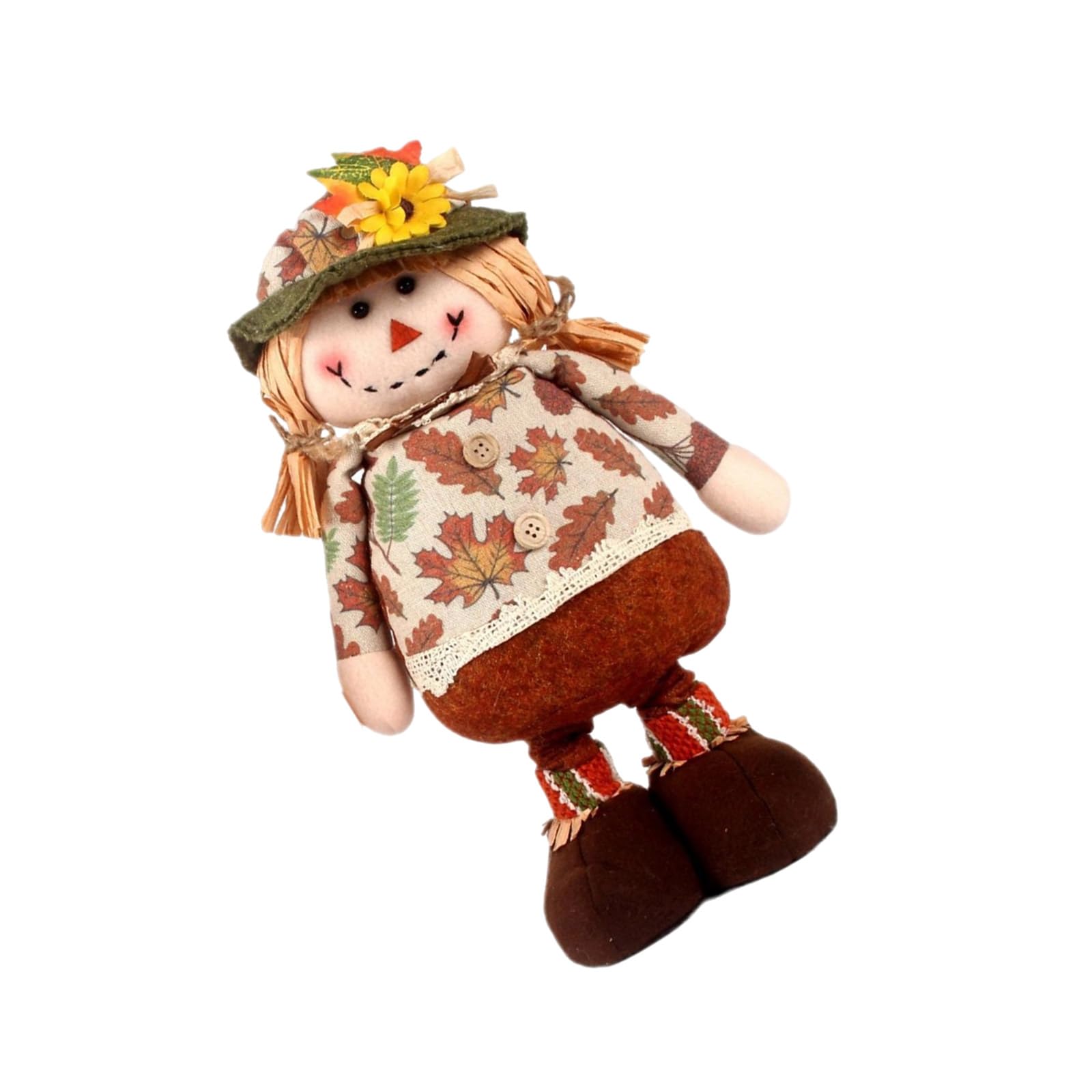 HGENAHGTF Autumn Harvest Standing Scarecrows Dolls Thanksgiving Stretchable Long Leg Plush Figurine for Home Desktop Shelf Decors Stretchable Leg Scarecrows