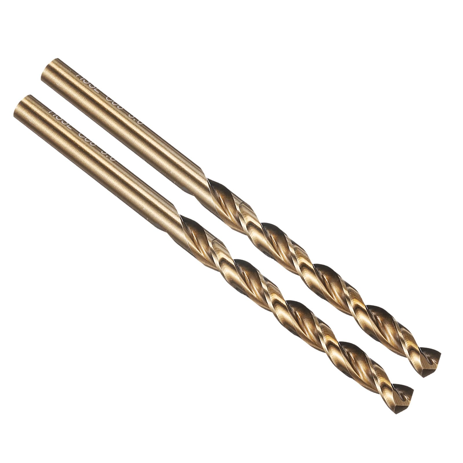 PATIKIL 5mm Drill Bit, M42 8% Cobalt High-Speed Steel Jobber Straight Shank 135ยฐ Gold Finish for Hard Metal High-temperature Titanium Alloy - 2 Pack