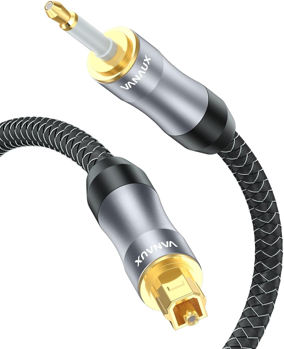 VANAUX Toslink to Mini Toslink Digital Optical Cable, S/PDIF Fiber Optic Audio Cable, 24K Gold Plated, HiFi Sound for Soundbars, Stereo Systems, Amplifiers(16.5ft/5m)