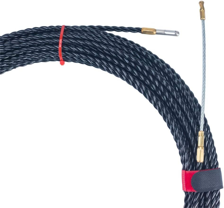 100FT Fish Tape Wire Puller Through Conduit, Polyester Wire Threader with Changeable Leader Tip - 6mm