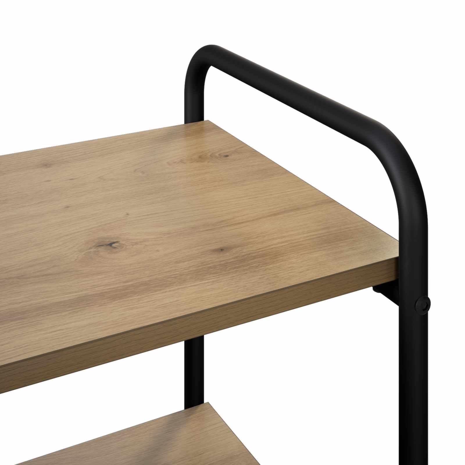 Stół konsolowy z dębu Artisan, 80 x 35 x 75 cm, materiał drewnopochodny z ocynkowanej ramy stalowej, regał do przechowywania, nóżki z tworzywa sztucznego do ochrony podłogi, nie zajmuje dużo