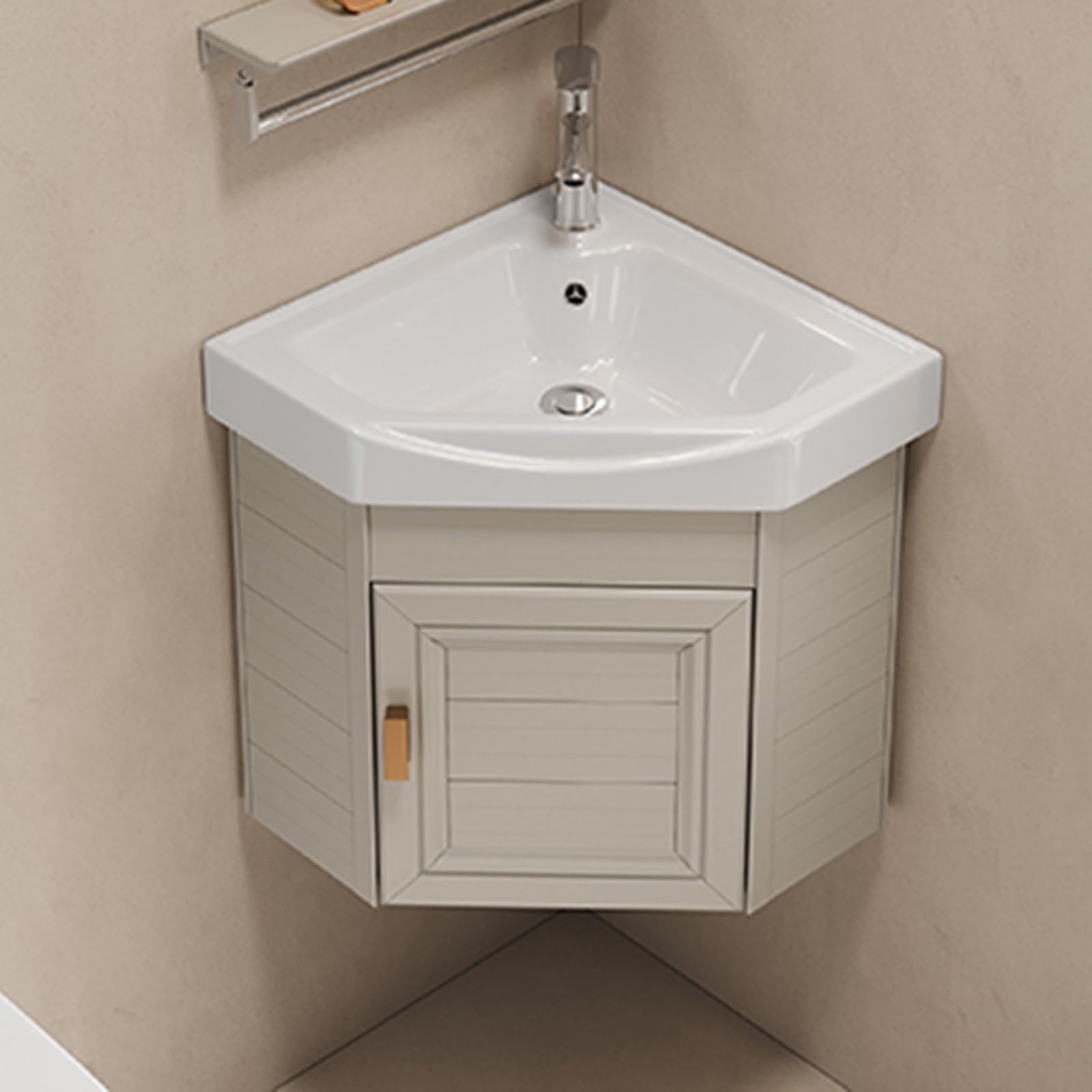 SDdPulse Moderno armario de tocador de baño esquinero con diseño montado en la pared y grifo caliente y frío, gran espacio de almacenamiento para espacios pequeños, ideal para la cocina del hogar o P