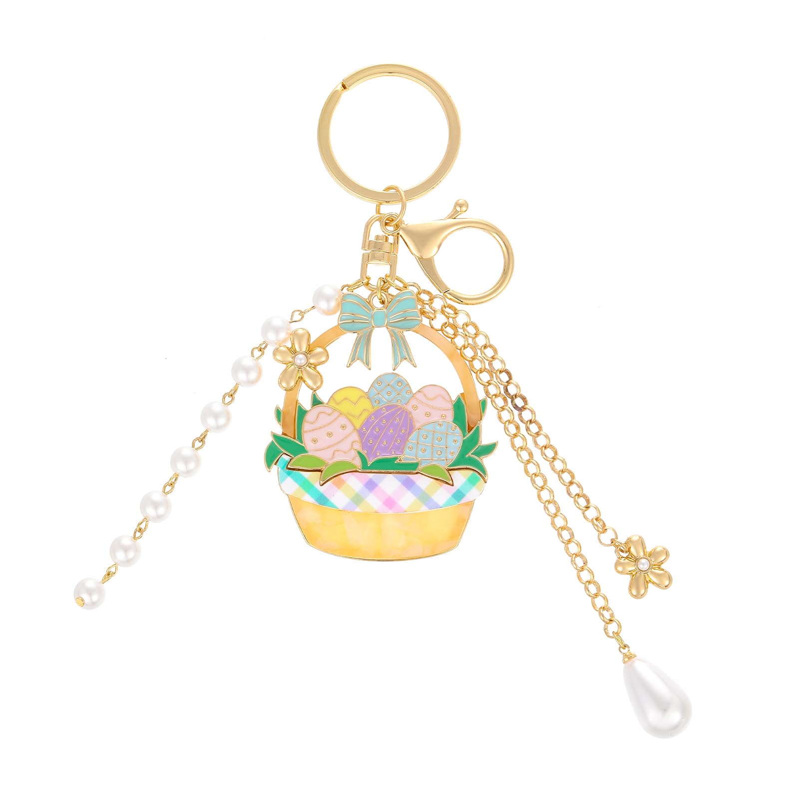 Easter Keychains for Women | Easter Eggs Basket Bag Charms for Handbags | Gold Plated Cute Purse Charms for Backpack Bag Trendy