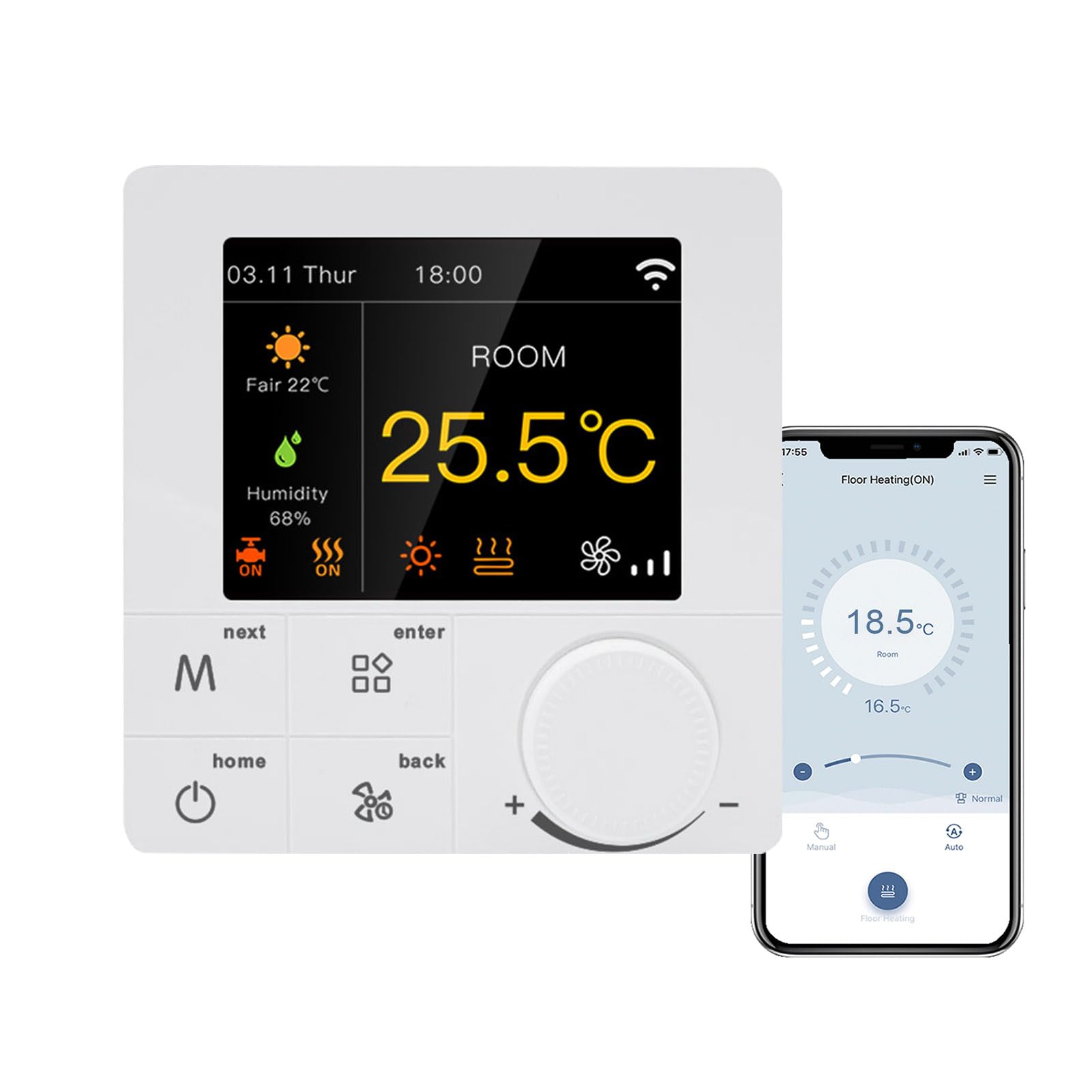 inteligentny przycisk Wi-Fi, kolorowy termostat, 2-rurowy, klimatyzator i mieszanie wody, współpracuje z Alexa Google Home, obsługuje komunikację RS485