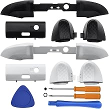 2 Pack Bumpers Replacement, DaKuan Compatible with Xbox Series X/S Controllers, Black and White LB RB Button Repair Kit with 2 Joystick Thumbsticks, T6 T8H Screwdrivers and Prying Tools