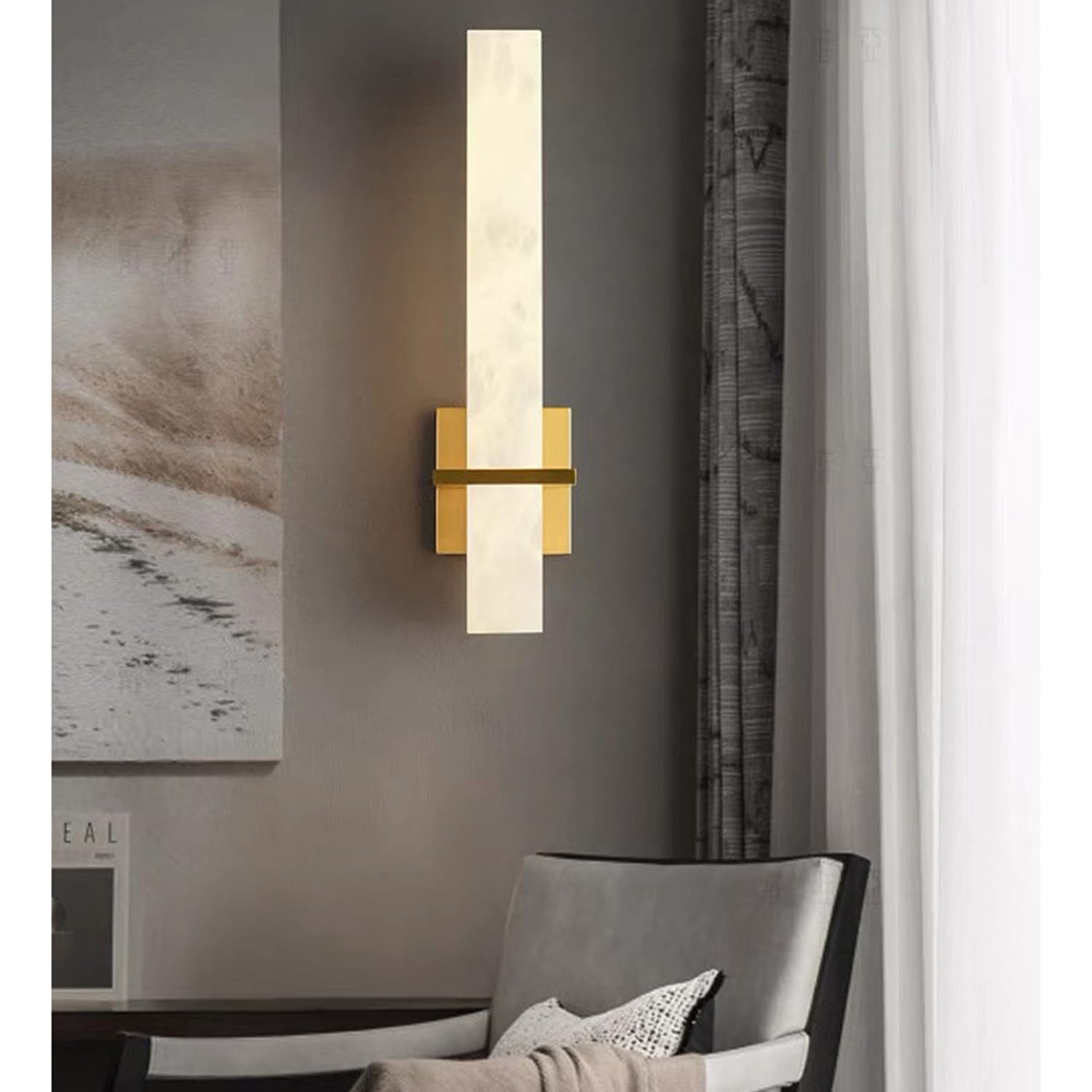 Lampada da parete in marmo in stile cinese, lampada con sconce