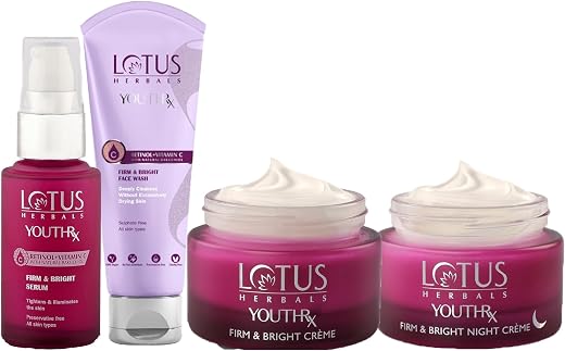 Lotus Herbals YouthRx Firm & Bright Cream_50g + Night Cream_50g +Face Wash_100g + Face Serum_30g (Set Of 4)