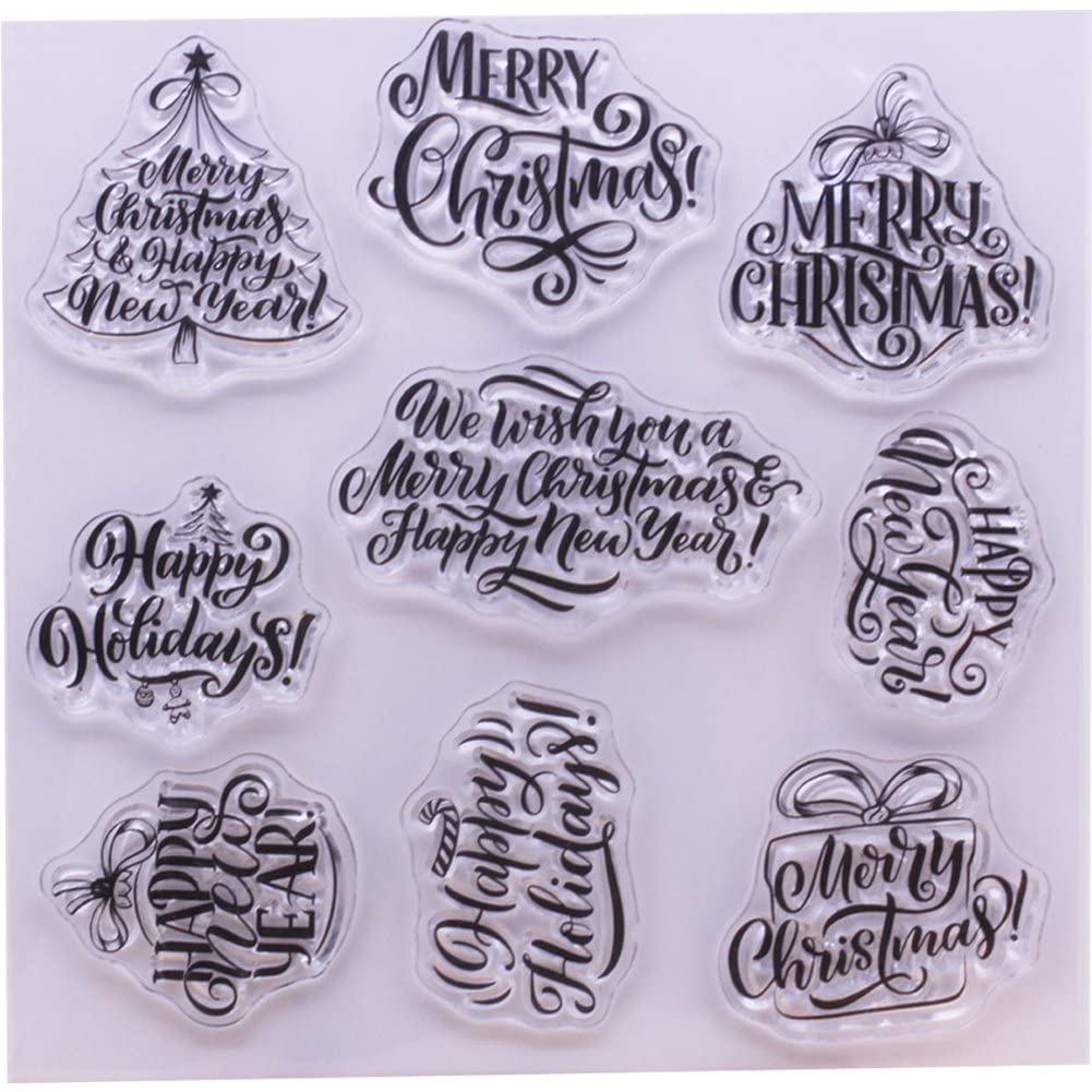 Fituenly Transparent Christmas Words Xmas Diy Silicone Stamps Clear Stamp For Scrapbooking Album Cards Decoration