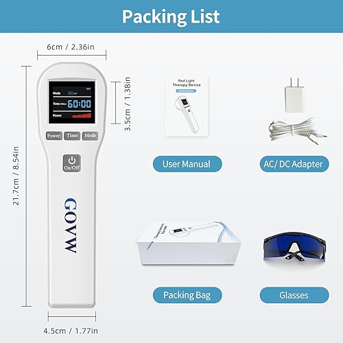 Miniatura 7 de GOVW Dispositivo de terapia de luz roja - 4 x 808 nm+16 x 650 nm dispositivo de terapia de luz infrarroja cercana para alivio del dolor de