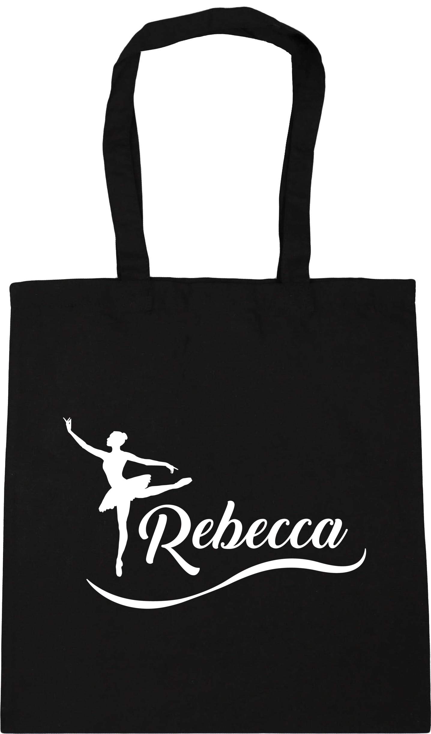 HippowarehousePERSONALISED Custom Your Name Ballet Dancer Pink Tote Shopping Gym Beach Bag 42cm x38cm, 10 litres