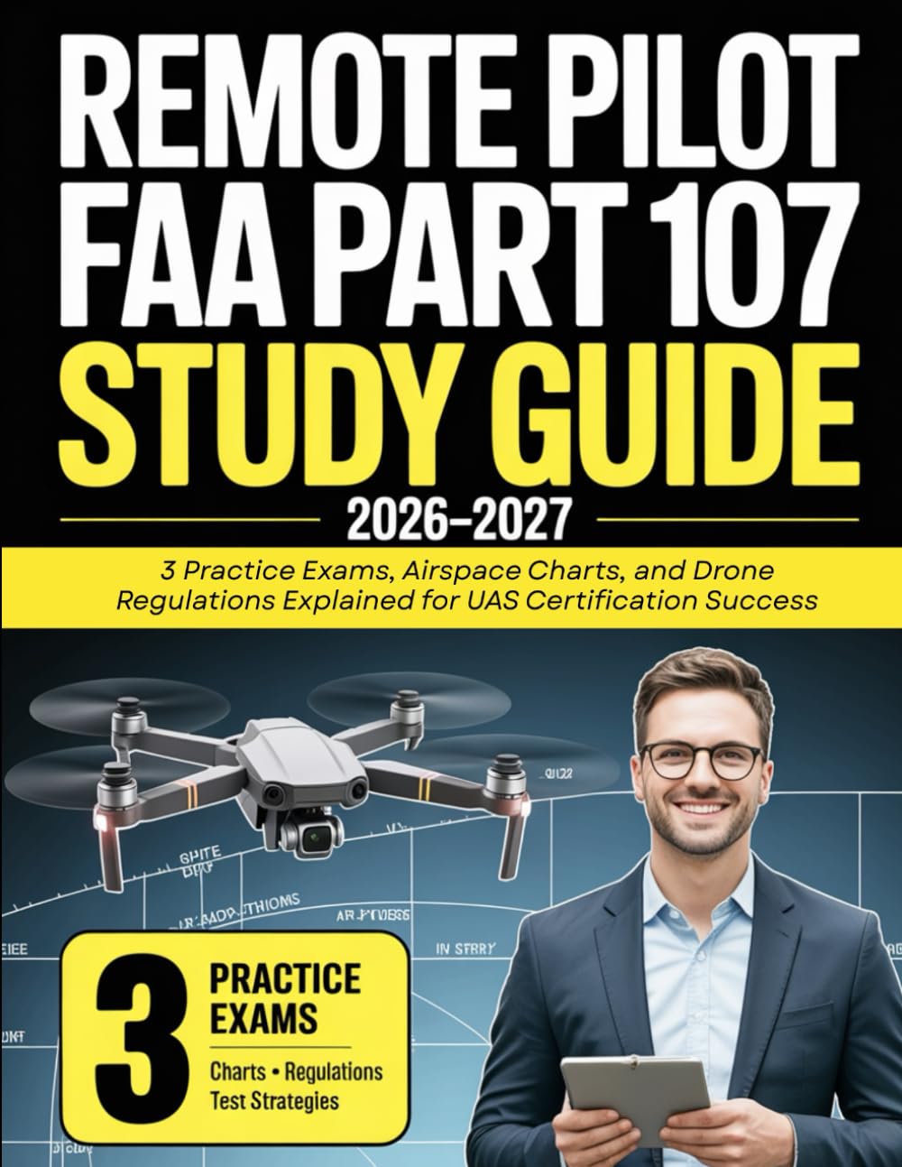 Remote Pilot FAA Part 107 Study Guide 2026–2027: 3 Practice Exams, Airspace Charts, and Drone Regulations Explained for UAS Certification Success