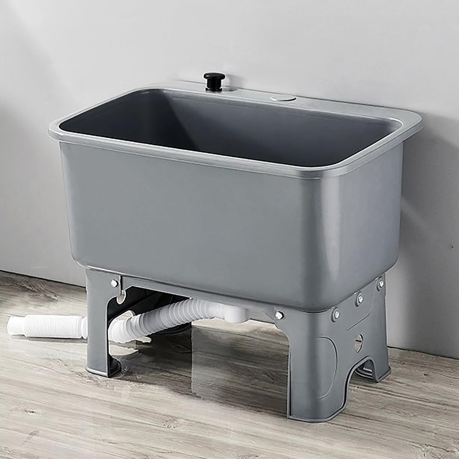 AYCDL Commercial Mop Sink, Utility Tub with Drainage Strainer, Deep Basin for Kitchen, Restaurant, Garage, Laundry, Pool Cleaning - Black, 15.7" W,Grey-W 23.6