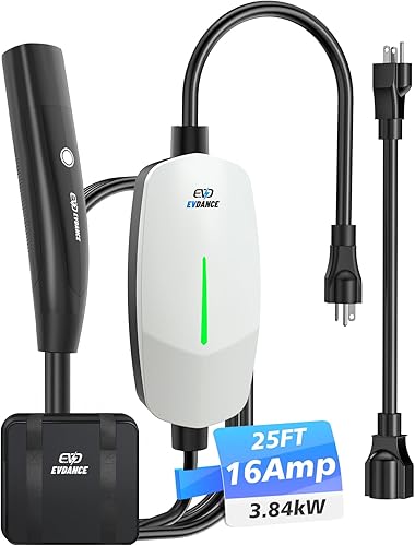 Miniatura 13 de Cargador eléctrico portátil de nivel 1 de 110 V/240 V, 6-16 A, ajustable, J1772 con cable de carga de 25 pies, NEMA 6-20 y 5-15 estación de carga