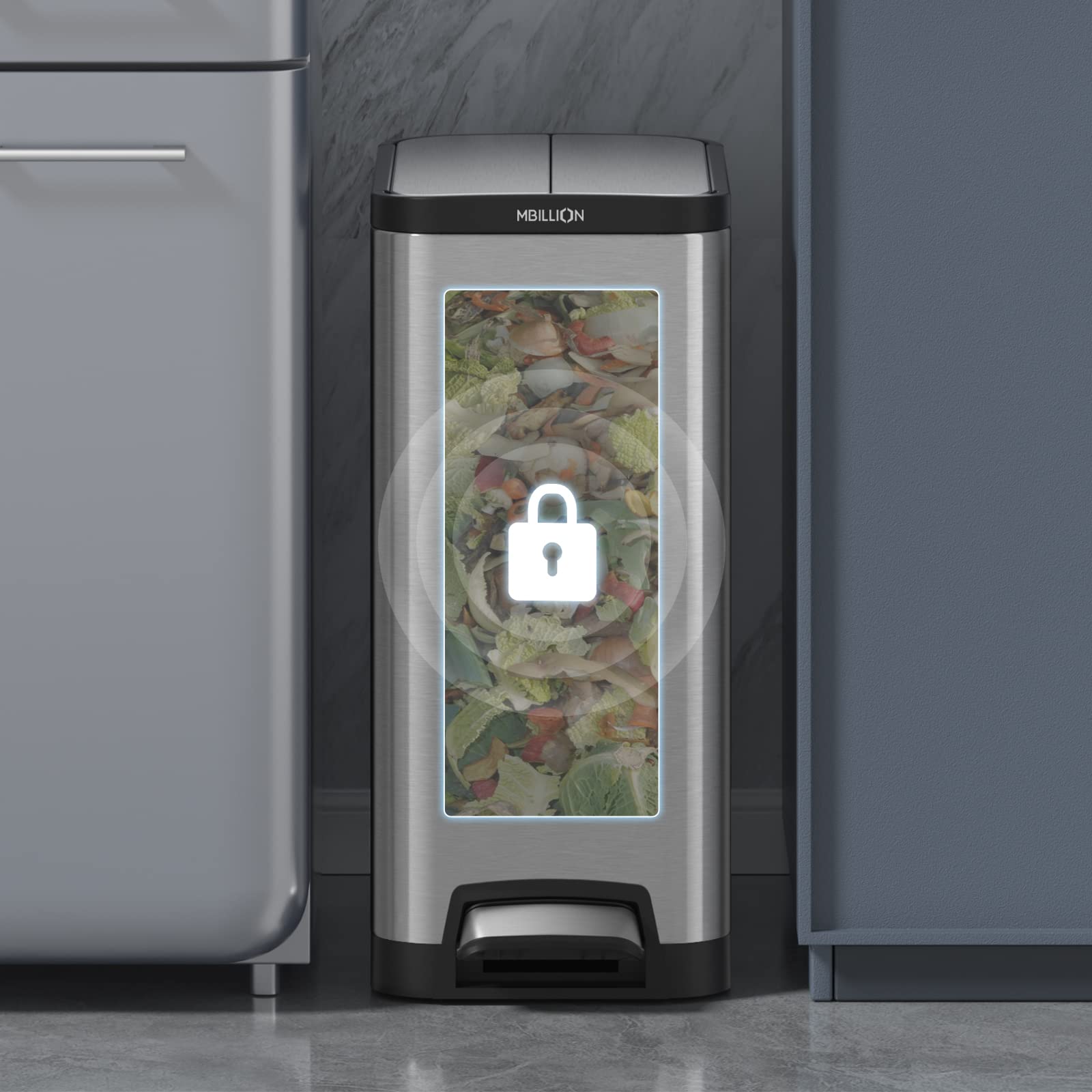 Amazon｜Mbillion ゴミ箱 おしゃれ スリム ペダル式 ごみ箱 ステンレス