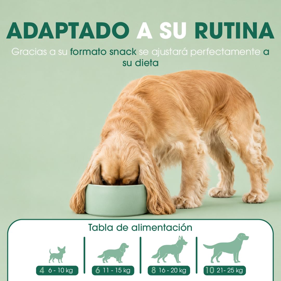 Calmante Perros 100% Natural - Ansiedad Antiestrés para Perro con L-Triptófano Valeriana Hipérico - Snacks para Perros 300g en Formato Galletas Semi Blandas - MOOIZA