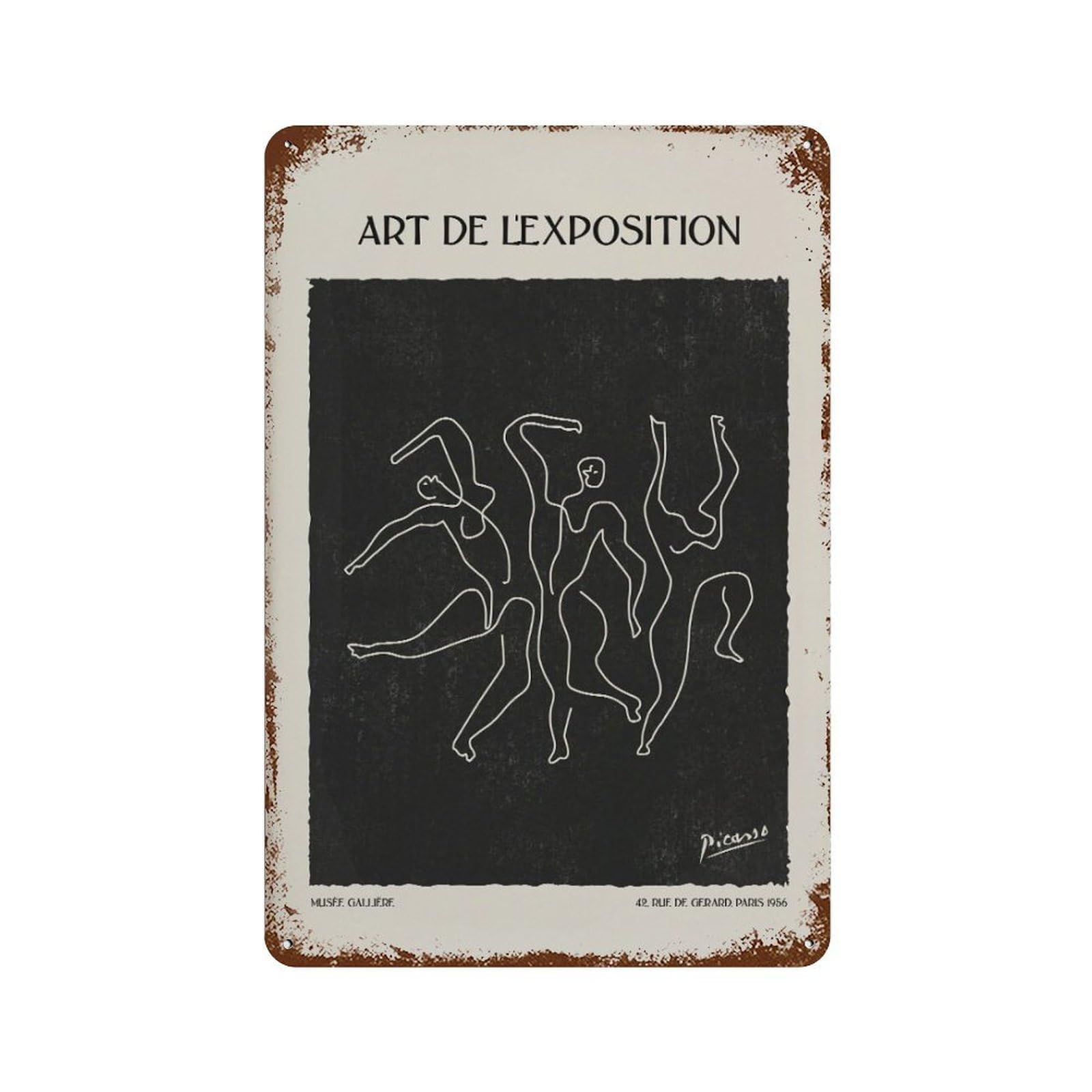 xiaoxiaoshen Pablo Picasso Dancers Exhibition Surrealist Wall Decor Art Metal Tin Poster Modern Home Decor Art Home Bar Shop Decorations Vintage Sign 30x20cm