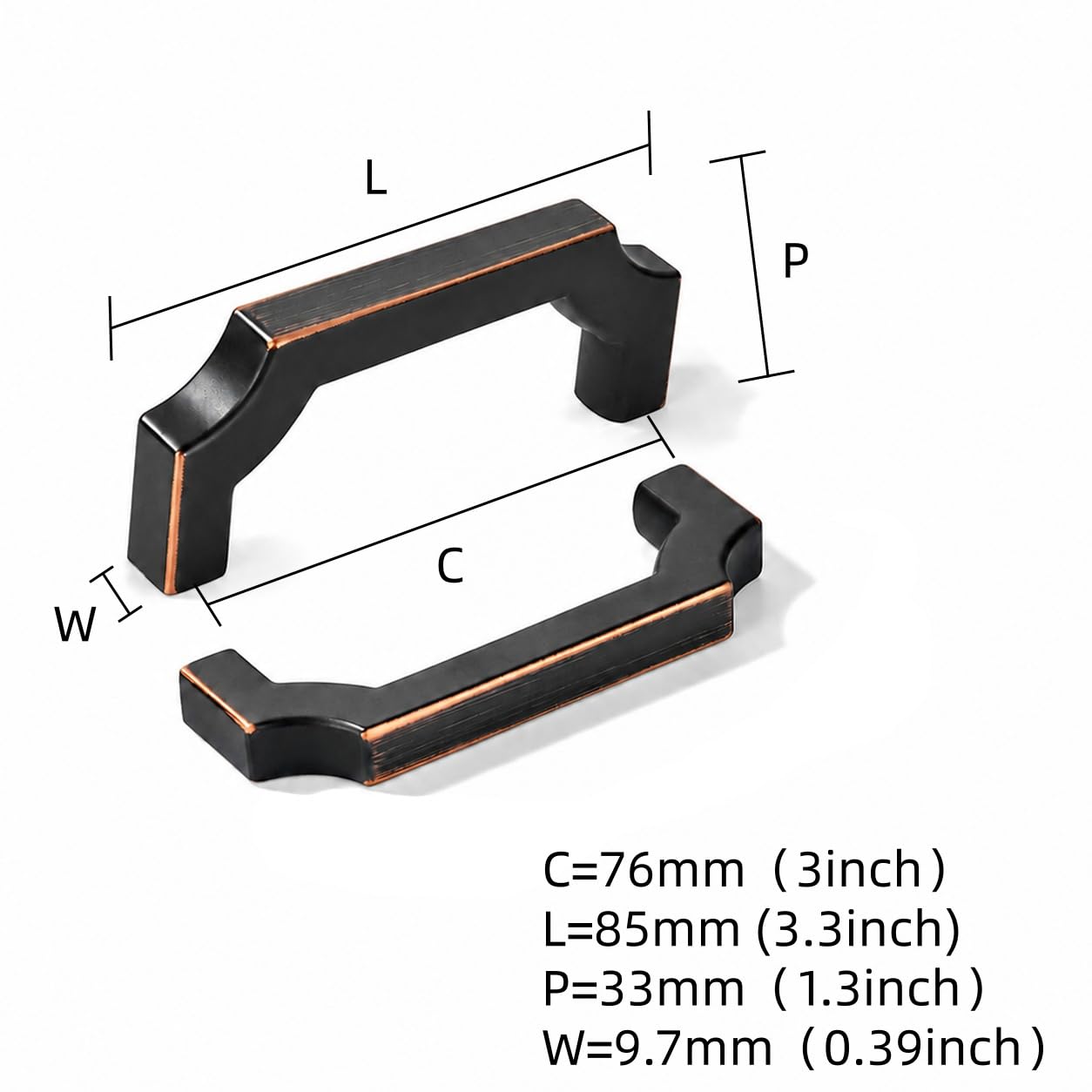 KHTUMEWARE-DB346 Oil Rubbed Bronze Cabinet Pulls CTC 3 in (76 mm) 2-Pack in Oil Rubbed Bronze — KHTUMEWARE