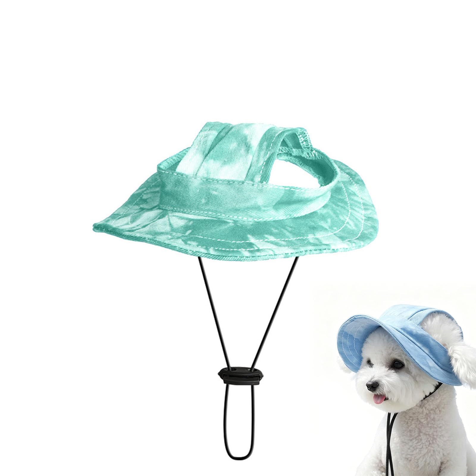 Dog Baseball Cap for Small Medium Dogs, 2026 New UV Sun Protection Dog Hat, Canvas Pet Summer Beach Peaked Cap with Ear Holes Adjustable Neck Strap (Green, M)