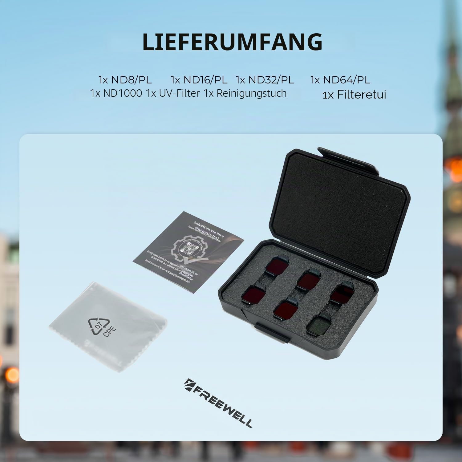 Freewell Bright Day Filter Kit für DJI Lito X1/ Flip Drone – ND8/PL, ND16/PL, ND32/PL, ND64/PL, ND1000, UV zur Lichtsteuerung und Blendreduktion