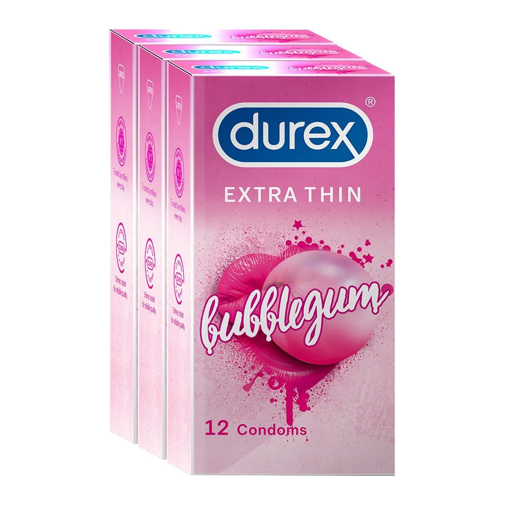 Durex Extra Thin Intense Bubblegum Flavoured Condoms For Men-12s (Pack of 3)-image-48