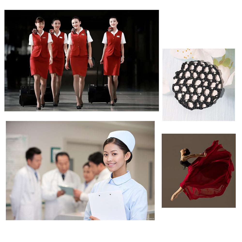 5 pezzi, Retina per Capelli Chignon, Bambina con Perline, ballet bun net, haarnetz, accessori per i capelli,con strass