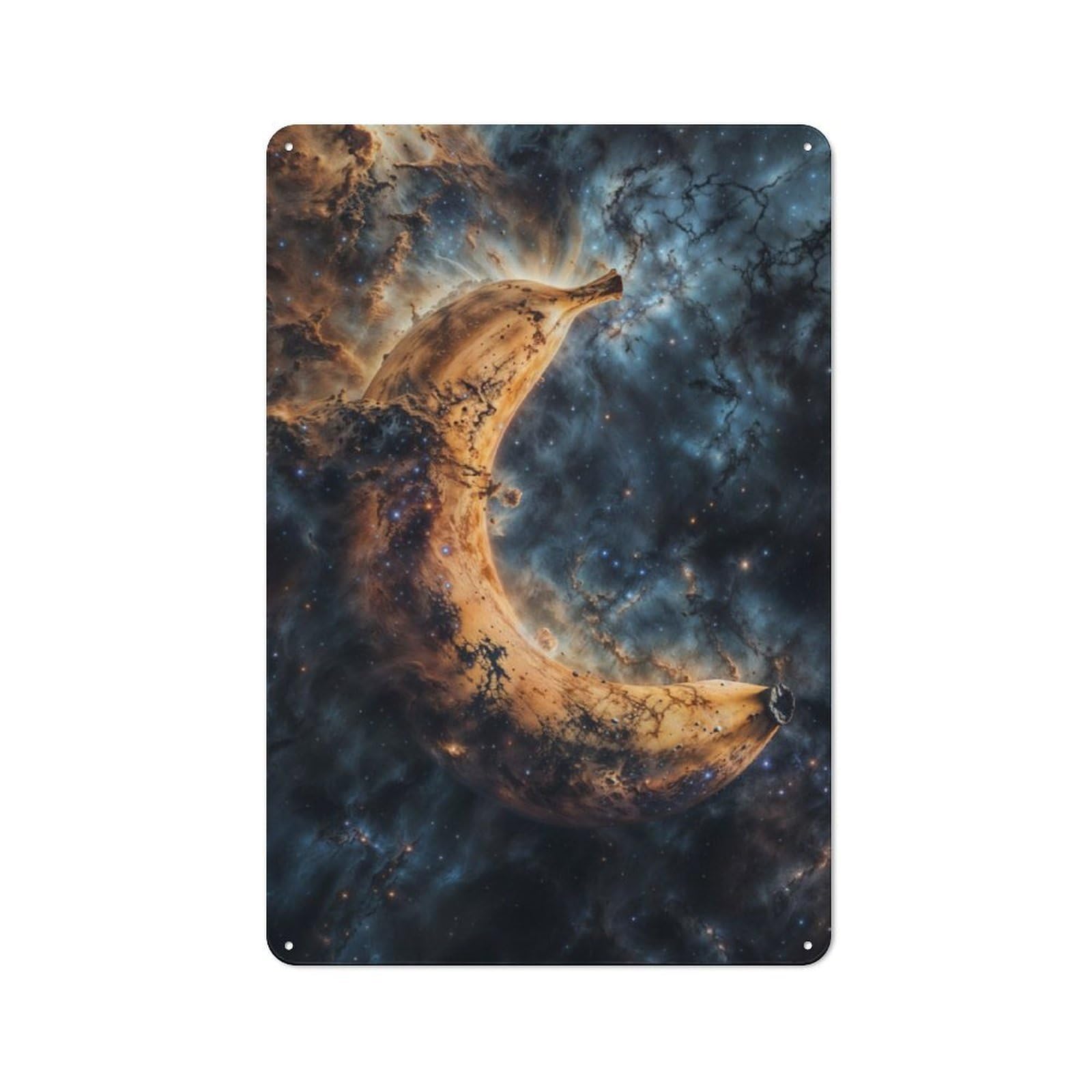 Junmoney Space Nebula Banana Rustic Metal Plaque 30X20cm For Dining Room Or Kitchen, A Housewarming Gift For Dining Room Decor Fans