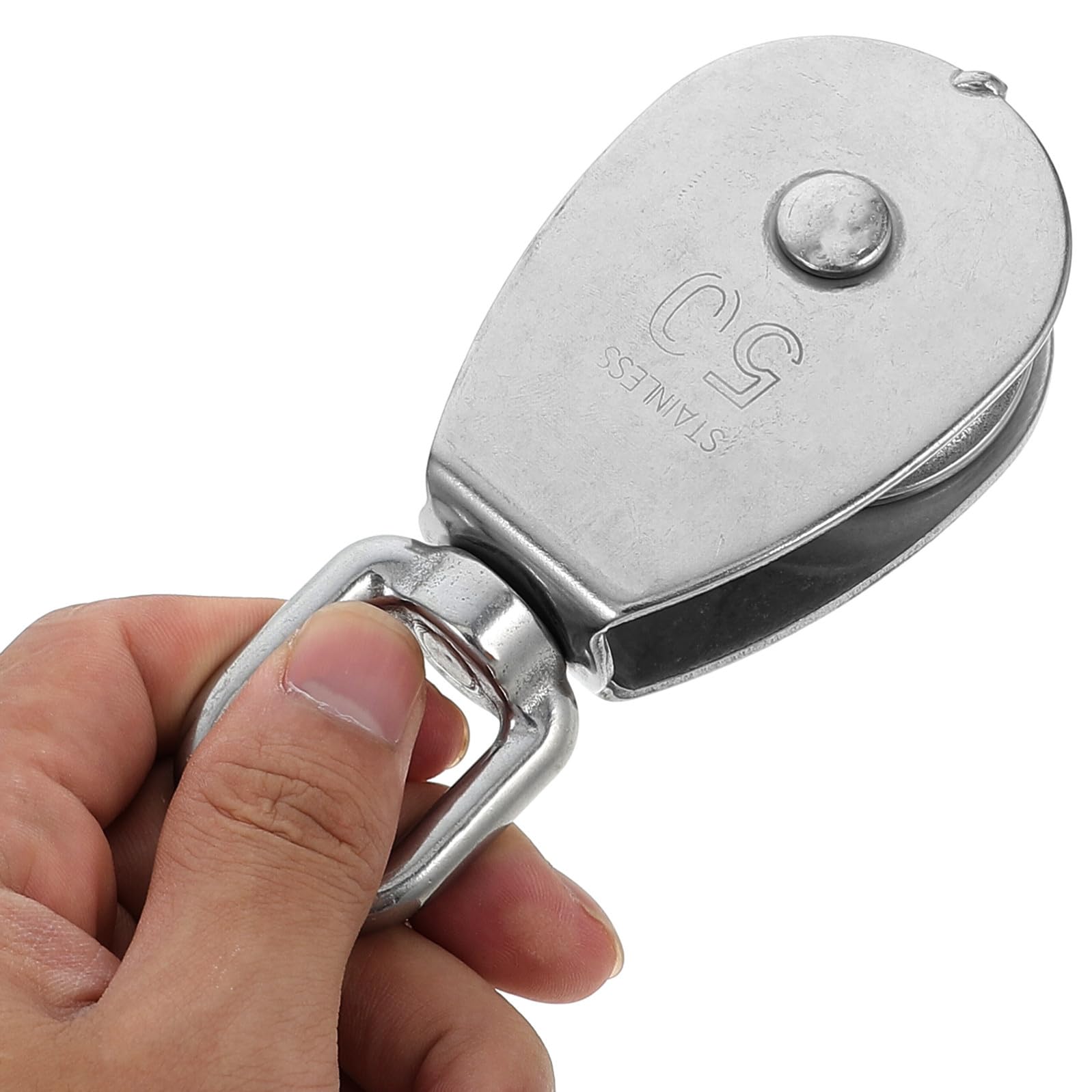 4 Stück Edelstahl Einzelrollenblock Robuste Drahtseilrolle mit Flexibler Rotation für Bauwesen Schifffahrt und Industrie