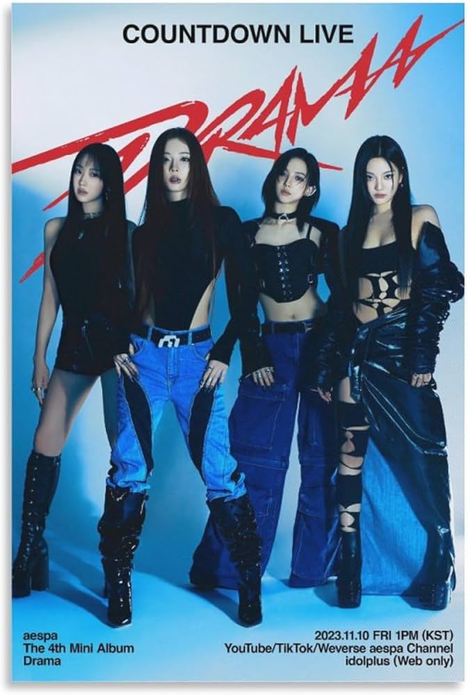 Amazon.co.jp: AESPA エスパ Drama Cool 女の子キャンバスポスター壁