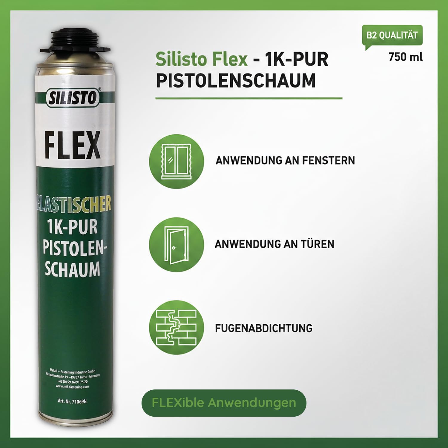 Pianka do pistoletu B2 750 ml elastyczna pianka PU do fug z absorpcją ruchu – (6, B2 750 ml)
