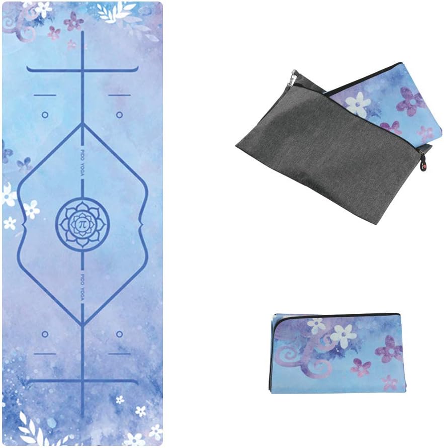 PIDO Printed Travel Yoga Mat Eco Suede Rubber Light Weight Traveling Mat 1.5mm Thin Non Slip For Yoga Studio and Home Yoga,Coming with Carrying Bag (Ocean lost)