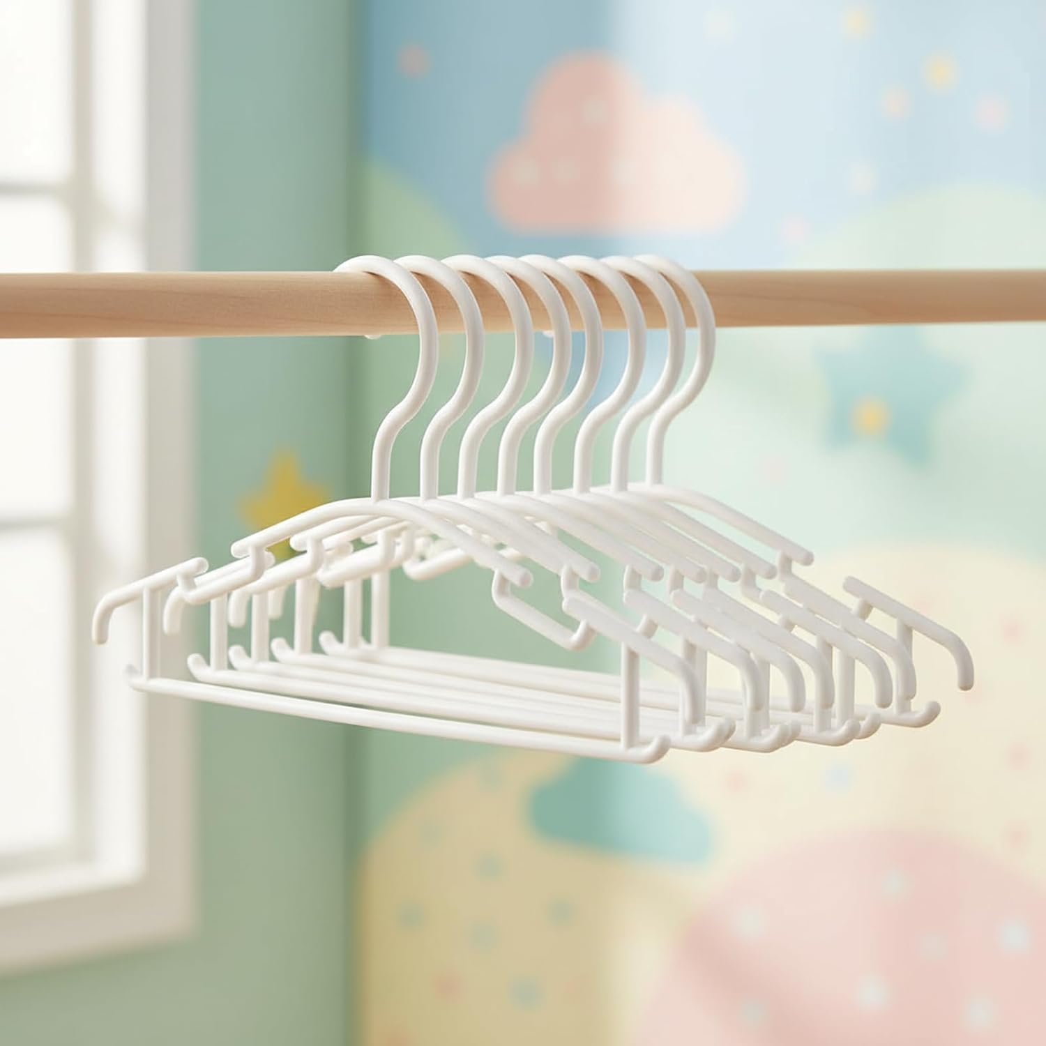 GoodtoU Kids Hangers 100 Pack, 10.2 Inch White Baby Hangers for Infant Toddler Childrens Small Clothes for Closet Organization (0-24 Months)