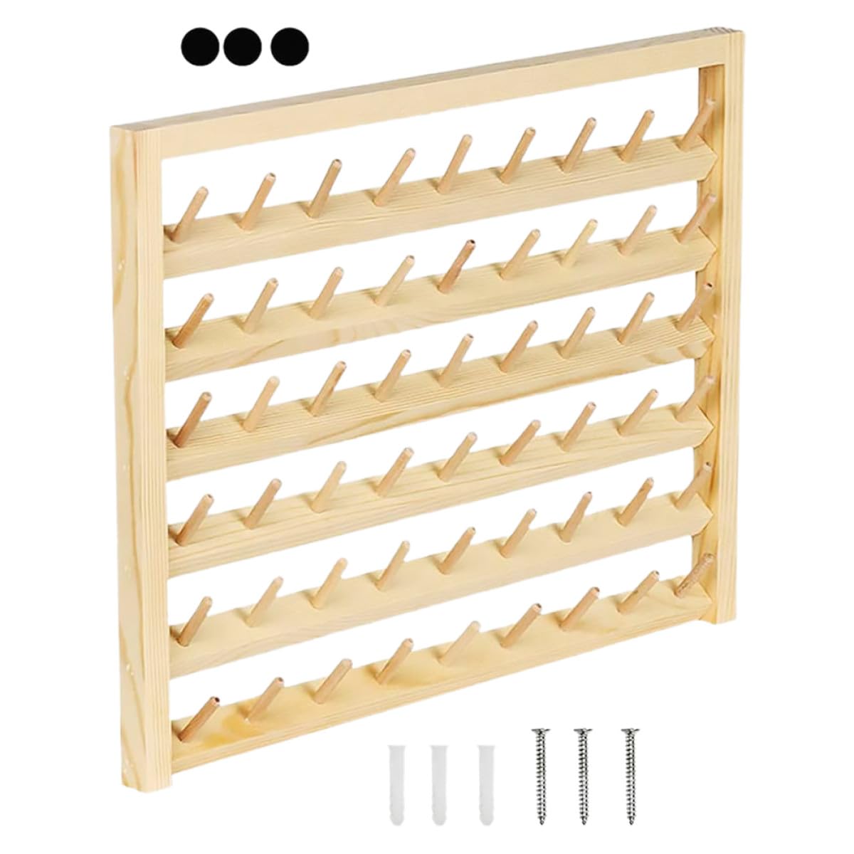 Porta Rocchetti da Parete in Legno per Cucito 54 Posti, Organizer per Filati Facile da Usare, per Artigianato e Ricamo a Casa