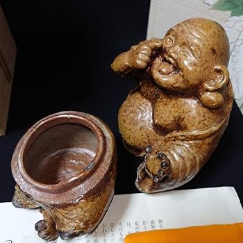 Amazon.co.jp: 備前焼 国延昇氏 布袋様 あかんべぇ 布袋香炉 置物