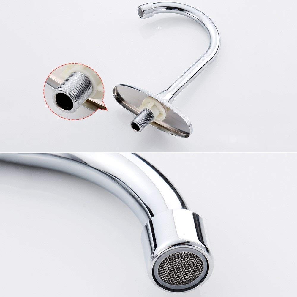 Grifo monomando, cuello de cisne clásico, lavabo de laboratorio, grifo con pedal, cromo pulido, todo cobre, metal, lavabo de cocina, grifos de agua/agua fría Stabilize