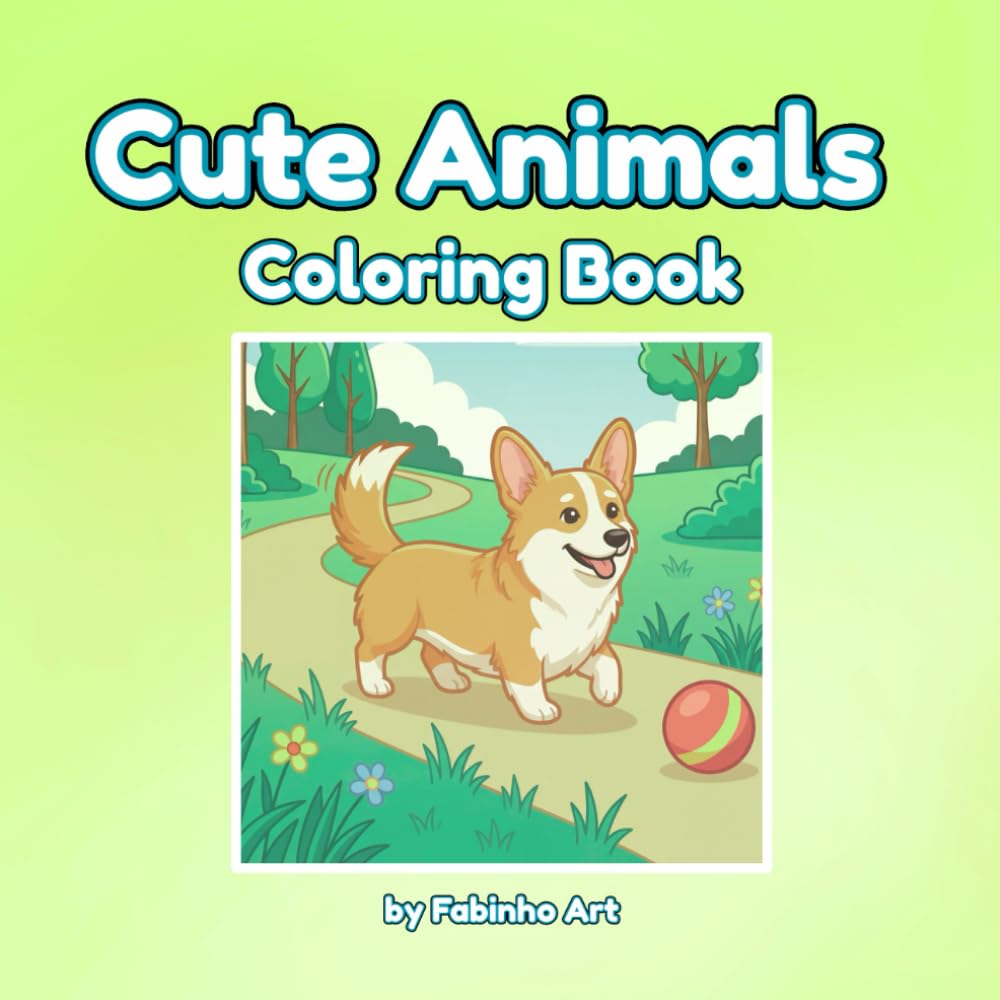 Cute Animals Coloring Book: 40 Fun and Relaxing Pages for Kids & Adults (Bold & Easy Coloring Books for Kids)
