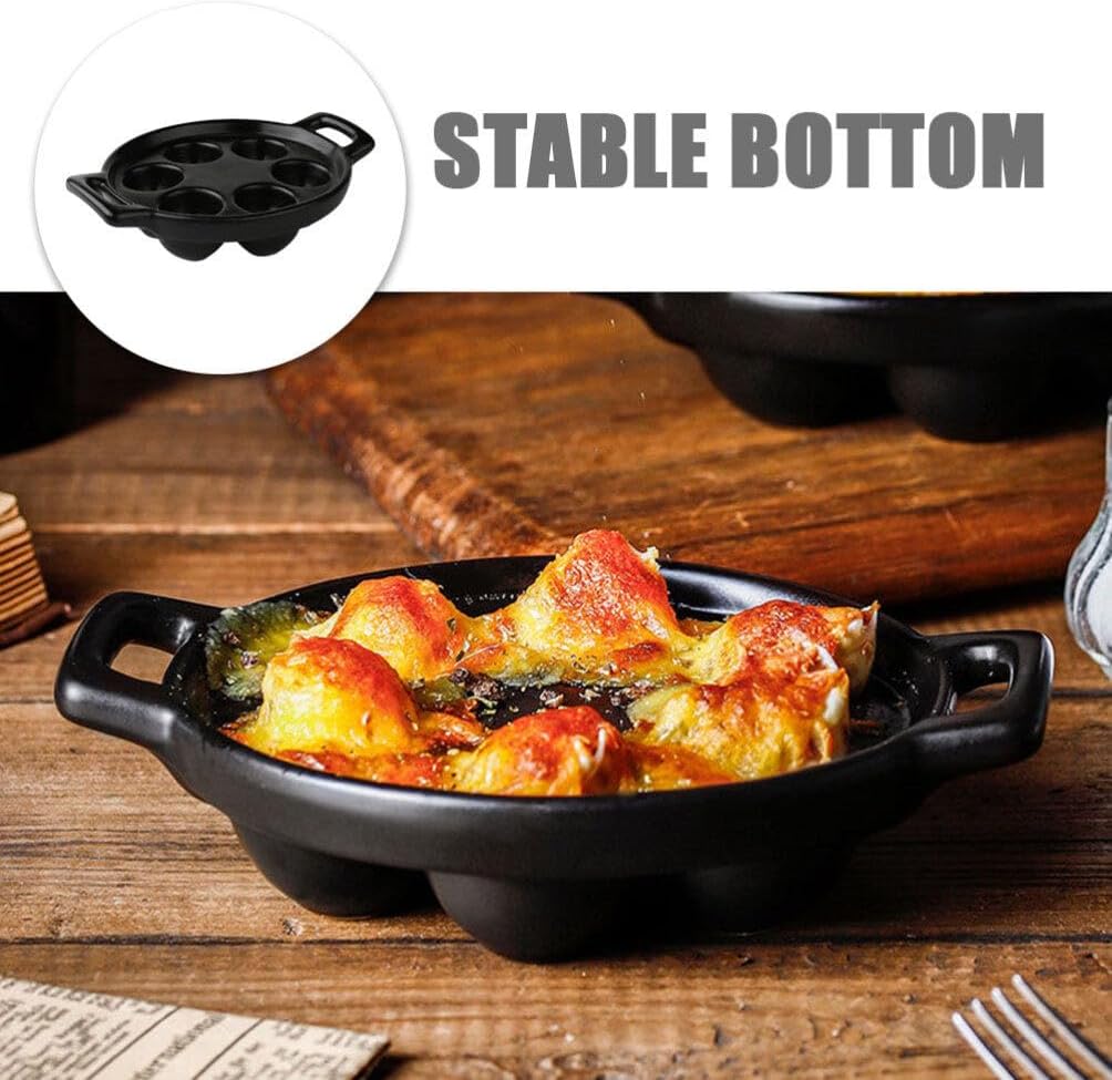 STOBAZA Escargot Baking Plate Handles Ceramic Snail Dish for Home Restaurant Use Wear-resistant Design for Baking Seafood Escargot Capacity for Family Serving