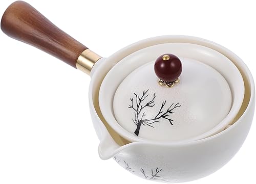 Miniatura 2 de Tetera de cerámica con mango lateral con aislamiento de hojas sueltas, tetera turca de cerámica de hojas sueltas, hervidor de té de cerámica