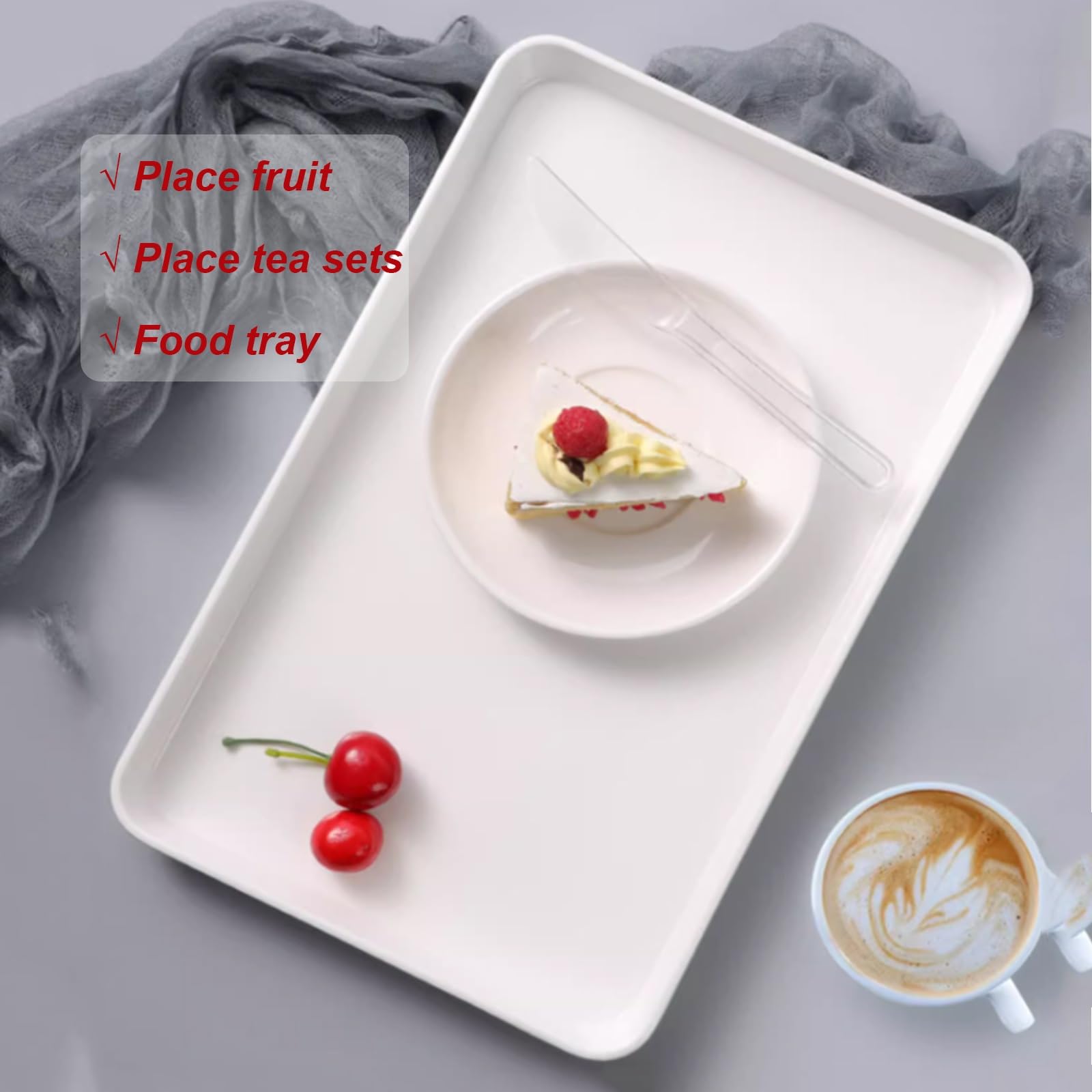 Paquete de 2 bandejas de plástico reutilizables negras para comedor y bebidas, elegante bandeja de servicio de restaurante, 39 x 27 cm, perfecta para eventos y catering