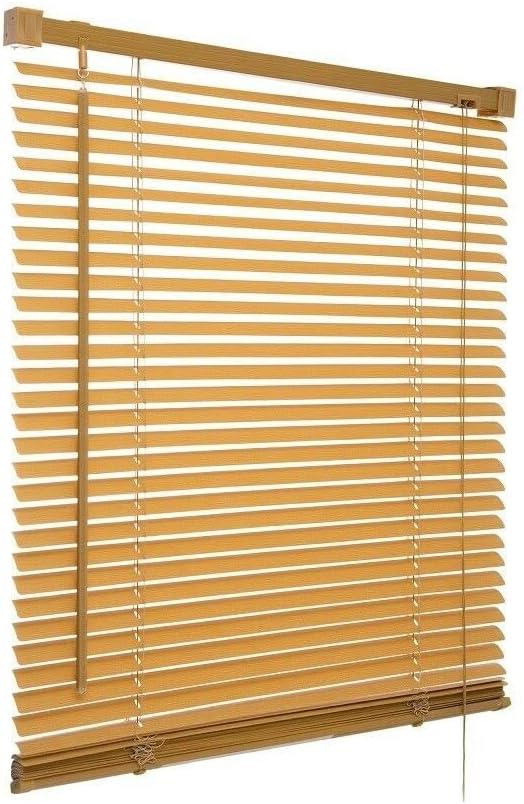 Product image of PVC woodgrain effect windows shutters for privacy home offices Blinds - Strong Trimmable Easy fit child safe window curtains - Natural colour - Width 170cm x Drop 150cm
