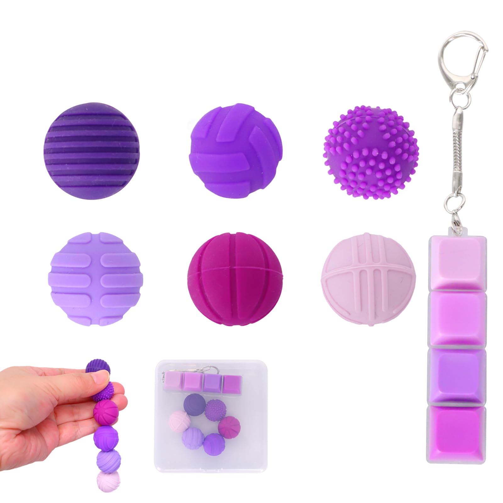 Magnetic Balls Fidget Toys, Sensory Magnetic Stress Relief Balls, Colourful Textured Magnetic Fidget Toy Set, Portable Desk Fidget Toys for Teens & Adults (Purple)