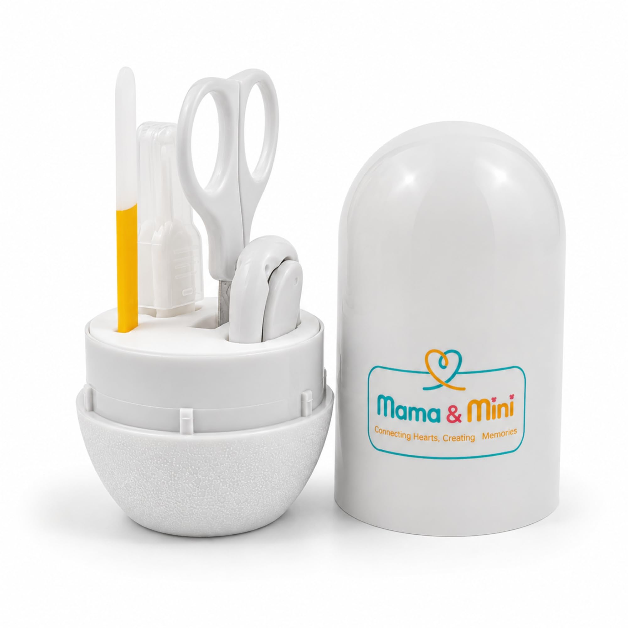 Mama & Mini Complete Baby Grooming Kit for Newborns, Infants & Toddlers (0M+) | Baby Nail Clipper, Rounded-Tip Safety Scissors, Nail Filer & Tweezers | Safe & Painless Manicure Pedicure Set | BPA-Free, Non-Toxic | Portable Baby Care Kit with Travel-Friendly Case | White-image-33